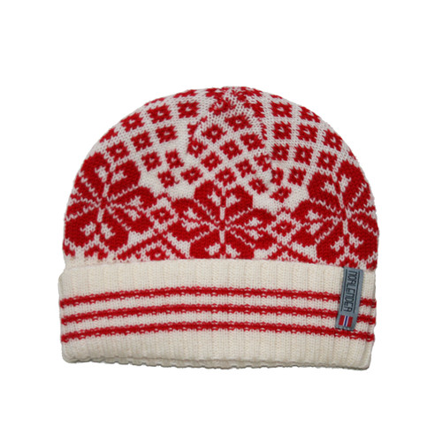 Wool Knit Hat - Selbu White/Red - Norlender