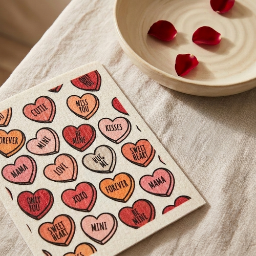 Swedish Dishcloth - Valentines Hearts