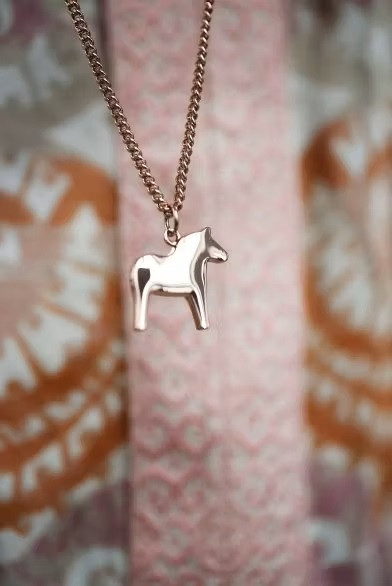 Dala Horse - Rose Pendant/Necklace - 34"