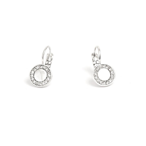 Silver Coin w/Crystal Earrings