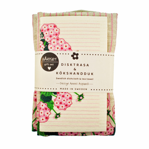 Swedish Dishcloth & Towel Set - Geranium - 2 Pc's