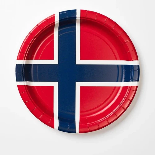 Norway Flag Paper Plates - 9" - 8 Pack