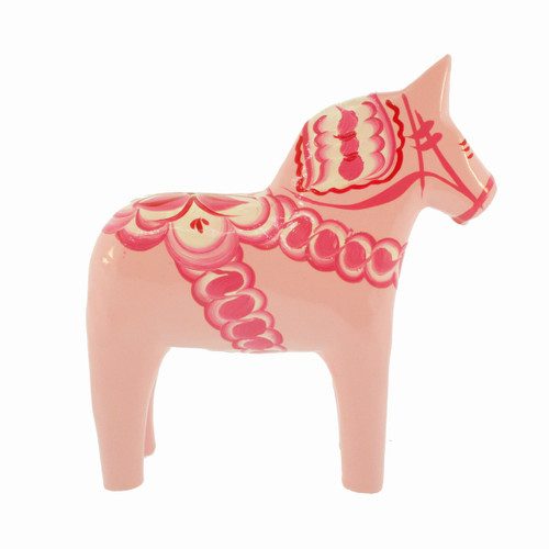 Swedish Wooden Dala Horse - Pink - 5"