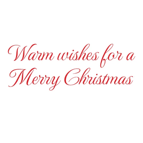 Red cursive text reading "Warm wishes for a Merry Christmas" on a white background.