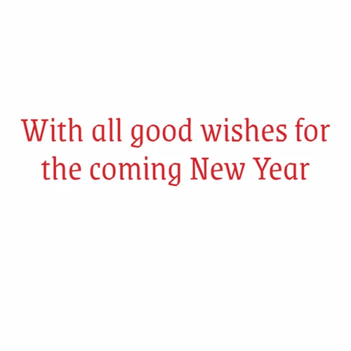 Red text reading "With all good wishes for the coming New Year" on white.