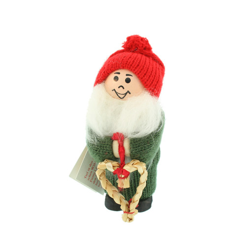 Tomte Santa Holding Straw Heart - 4"