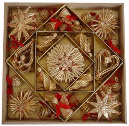 Straw Ornaments - Boxed Assortment (48) (H1-1289)
