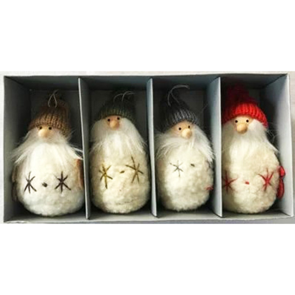 Tomte-Santa w/Star Ornaments - 4 inch - 4 Pack (H1-2357)