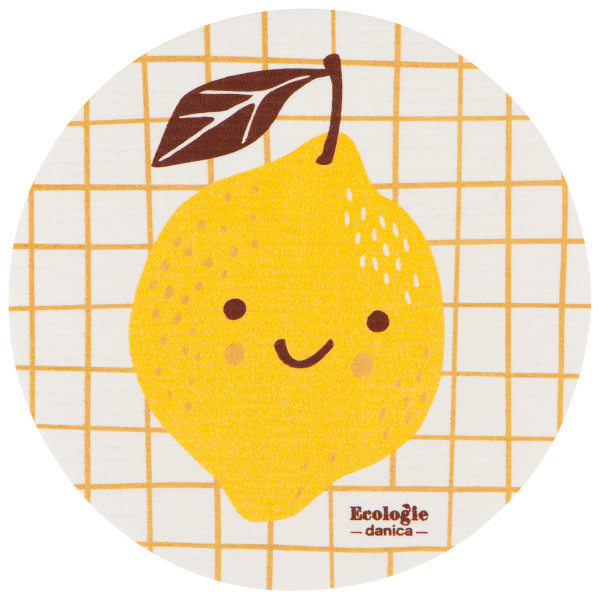 Swedish Dishcloth - Lemon Face Round - 9 1/4" (70261)