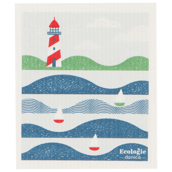 Swedish Dishcloth - Lighthouse and Sailboats (70257)