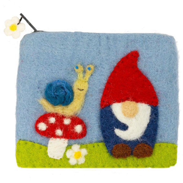 Mushroom Gnome Felt Coin Purse