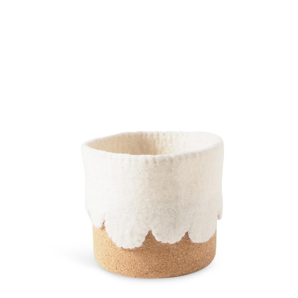 Felt Wool Flower Pot - White