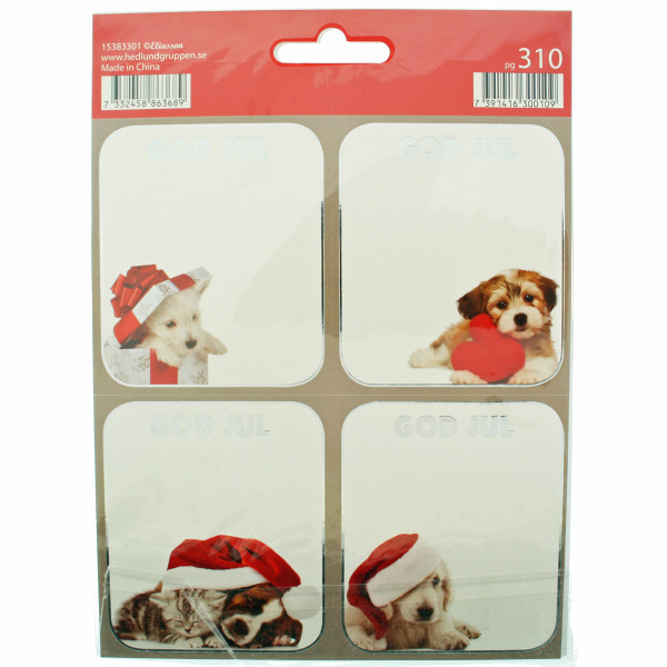 God Jul Gift labels/stickers - Cats and Dogs - 12 pk (15383301)