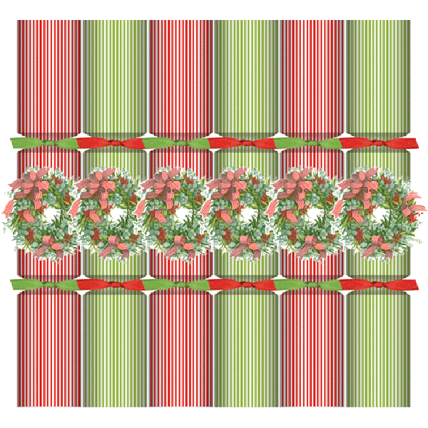 Ribbon Stripe Wreath Christmas Crackers - 12 inch Long/6 Per Box (CK165)