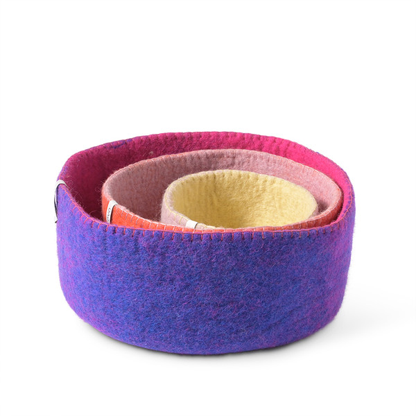 Felt Wool Table Basket Set - 3 Pack - Electric (2287)