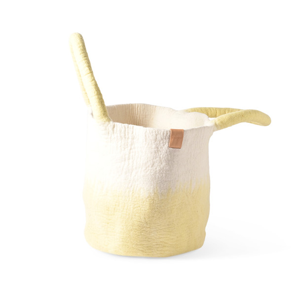 Hand Felted Wool Basket - Lemon (2124)