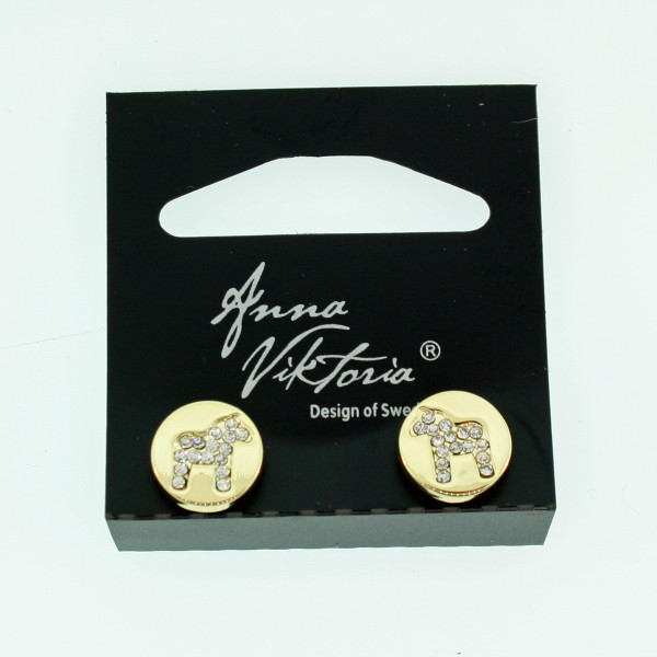 Dala Horse Krystal Gold Earrings (Posts/Stick) (63097)