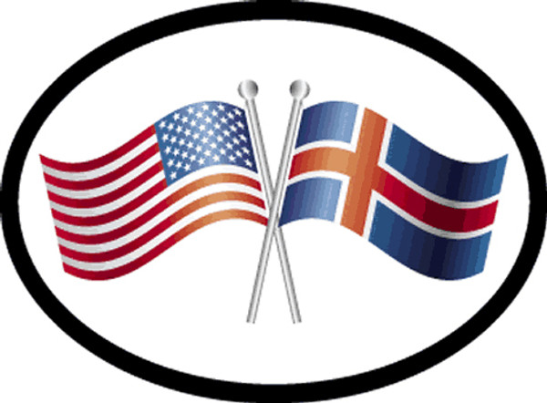 Iceland/USA Friendship Flags Car Decal (1338)