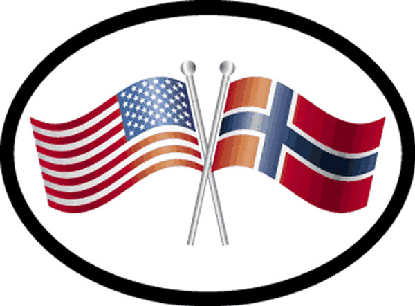 Norway/USA Friendship Flags Car Decal (1352)