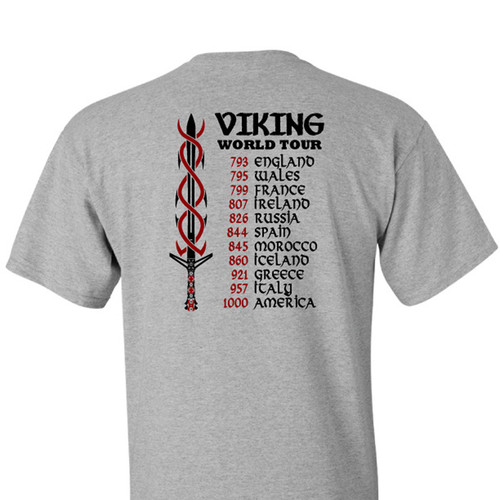 moral Mor i gang Viking World Tour T - Shirt - Grey | ScandinavianShoppe