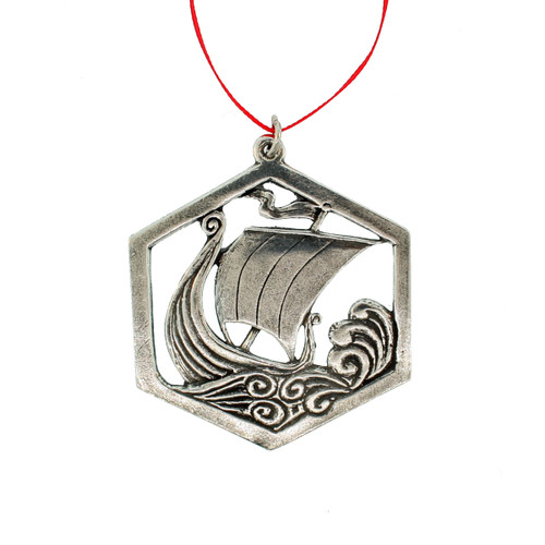  Viking Ship Ornament - Pewter (PO-13)