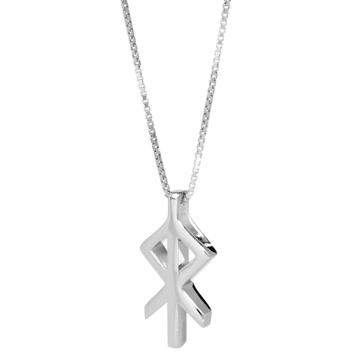 The Runic Hjarta silver pendant on a silver chain