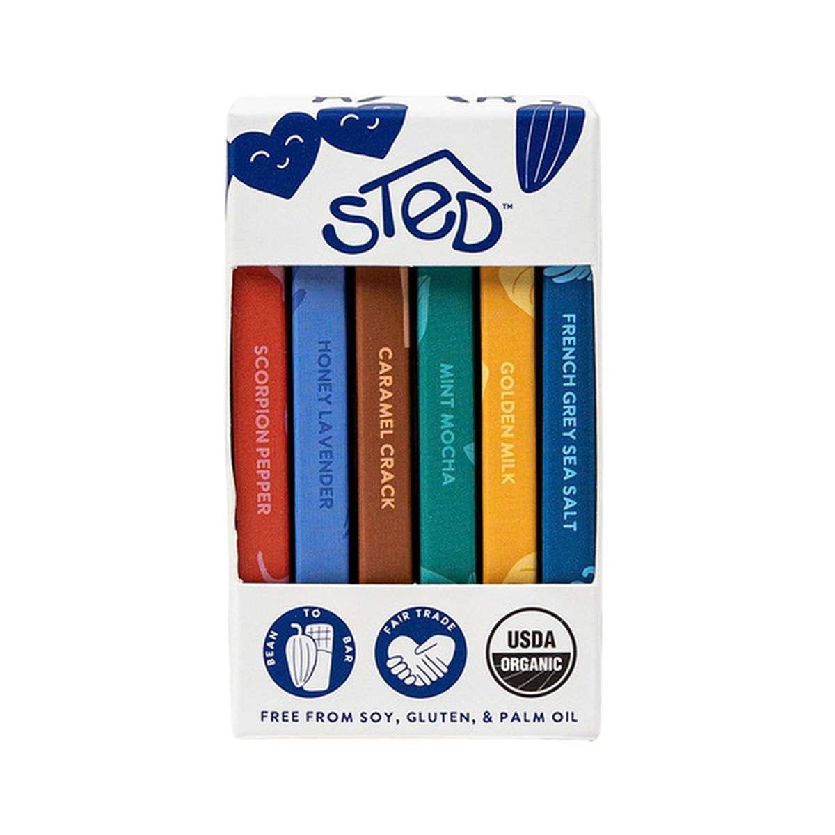 The Sted mini chocolate bar gift set with six Nordic flavors