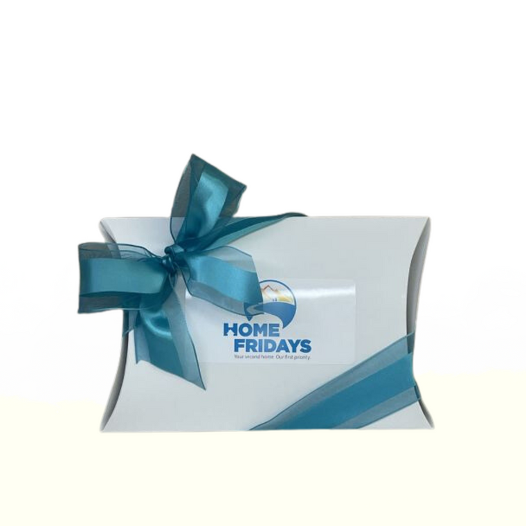 Designed  for HomeFridays a second home management company.  They needed a personalized referral gift.  Gift has pour over coffee pack with a small package of cookies.