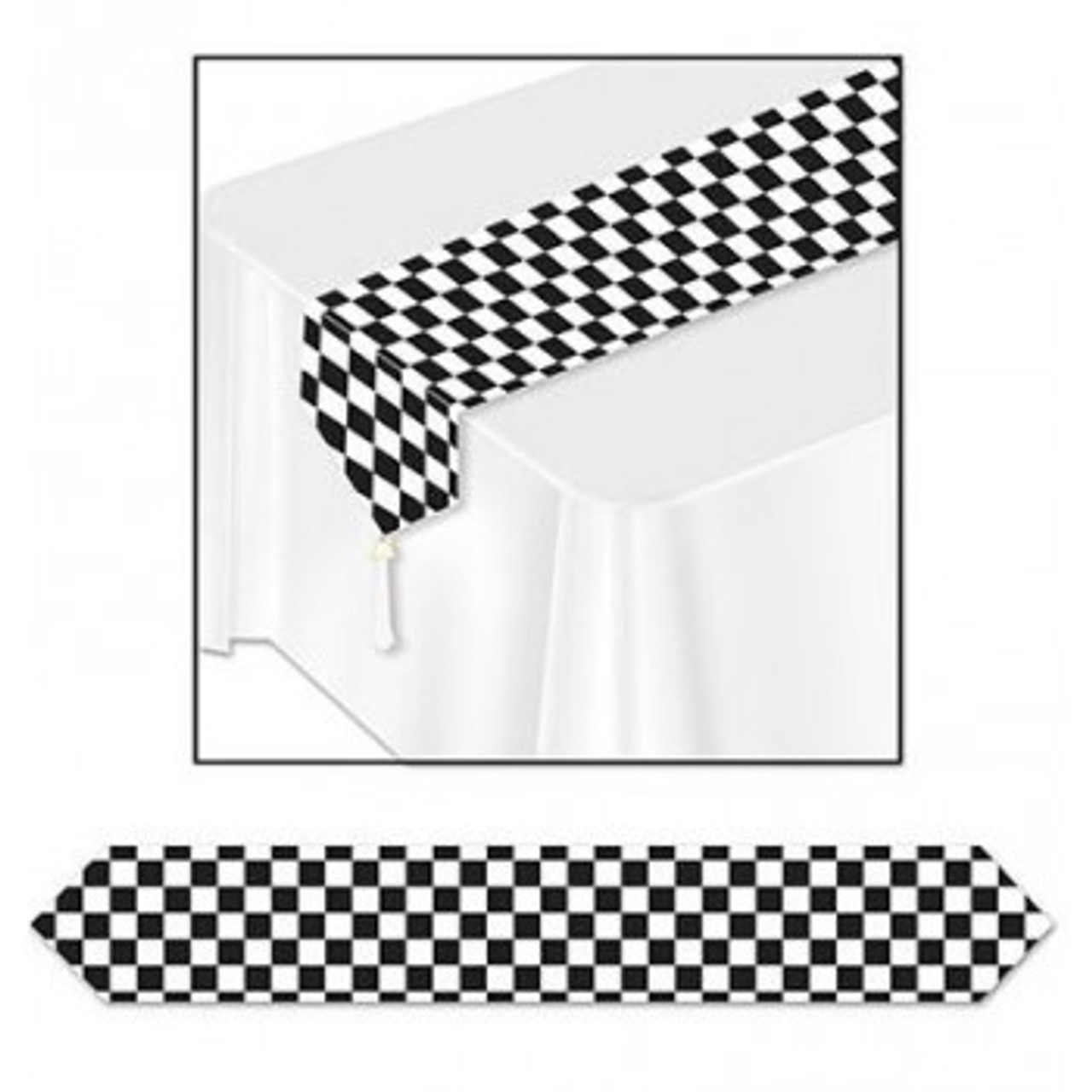 black and white checkered runner