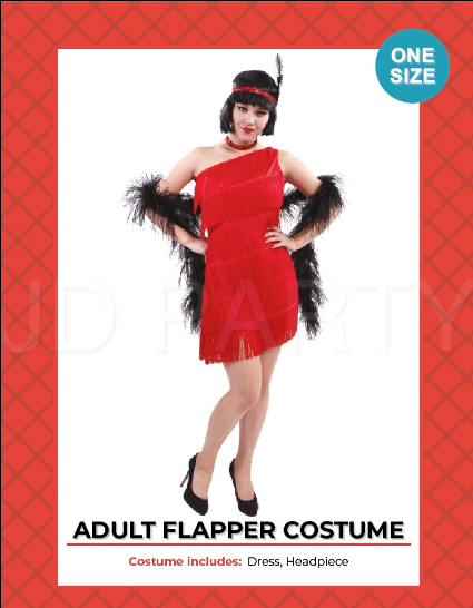 Adult Red Flapper Costume - Discount Party World