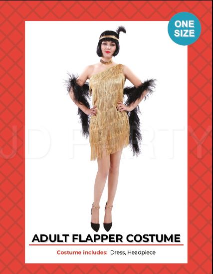 Adult Gold Flapper Costume - Discount Party World