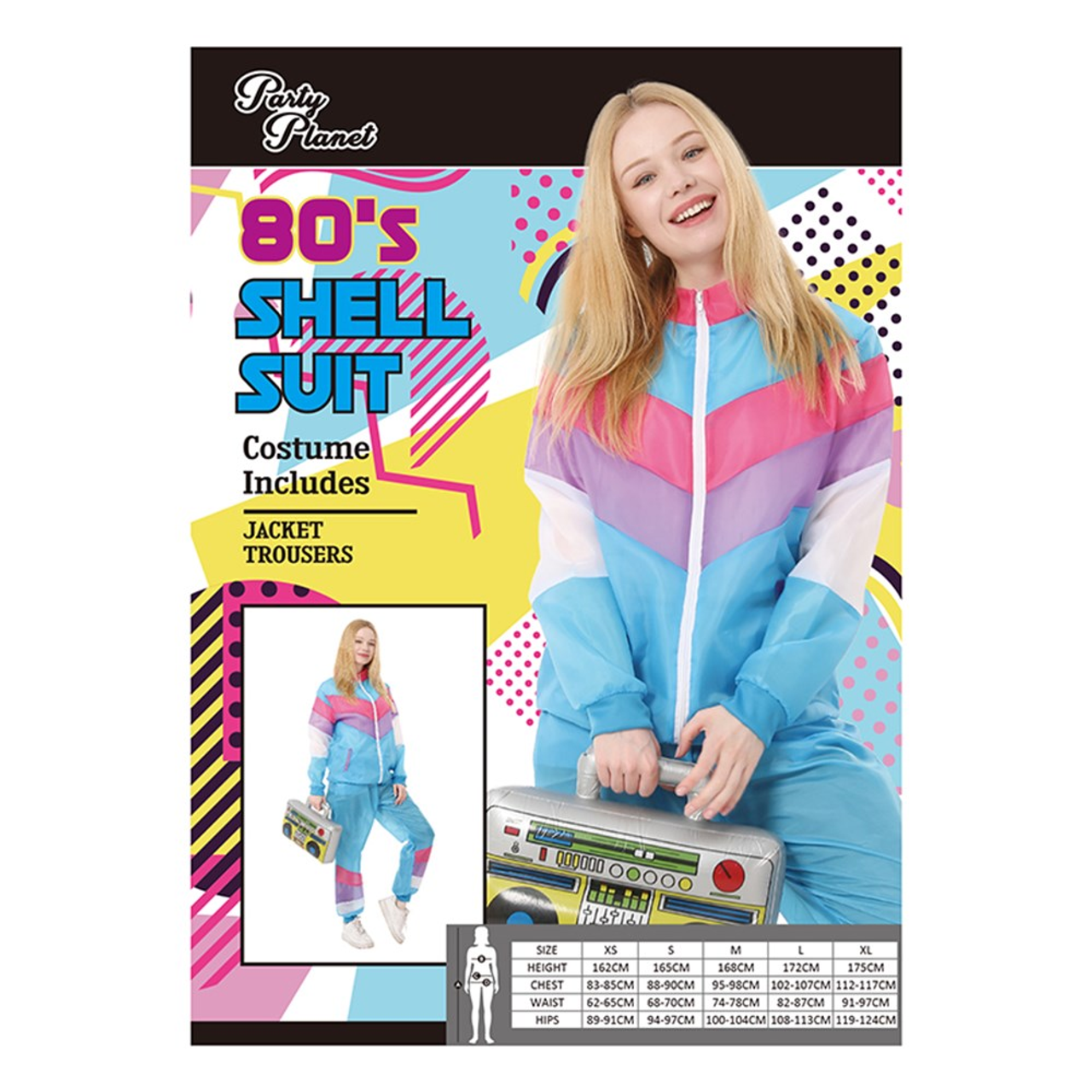 Shell Suit Fancy Dress Costume - Small - 80s/90s Shellsuit Chav Outfit.  Includes: Blue Shiny Zip-up Jacket + Matching Trousers With Pockets  Tracksuit : Amazon.co.uk: Toys & Games