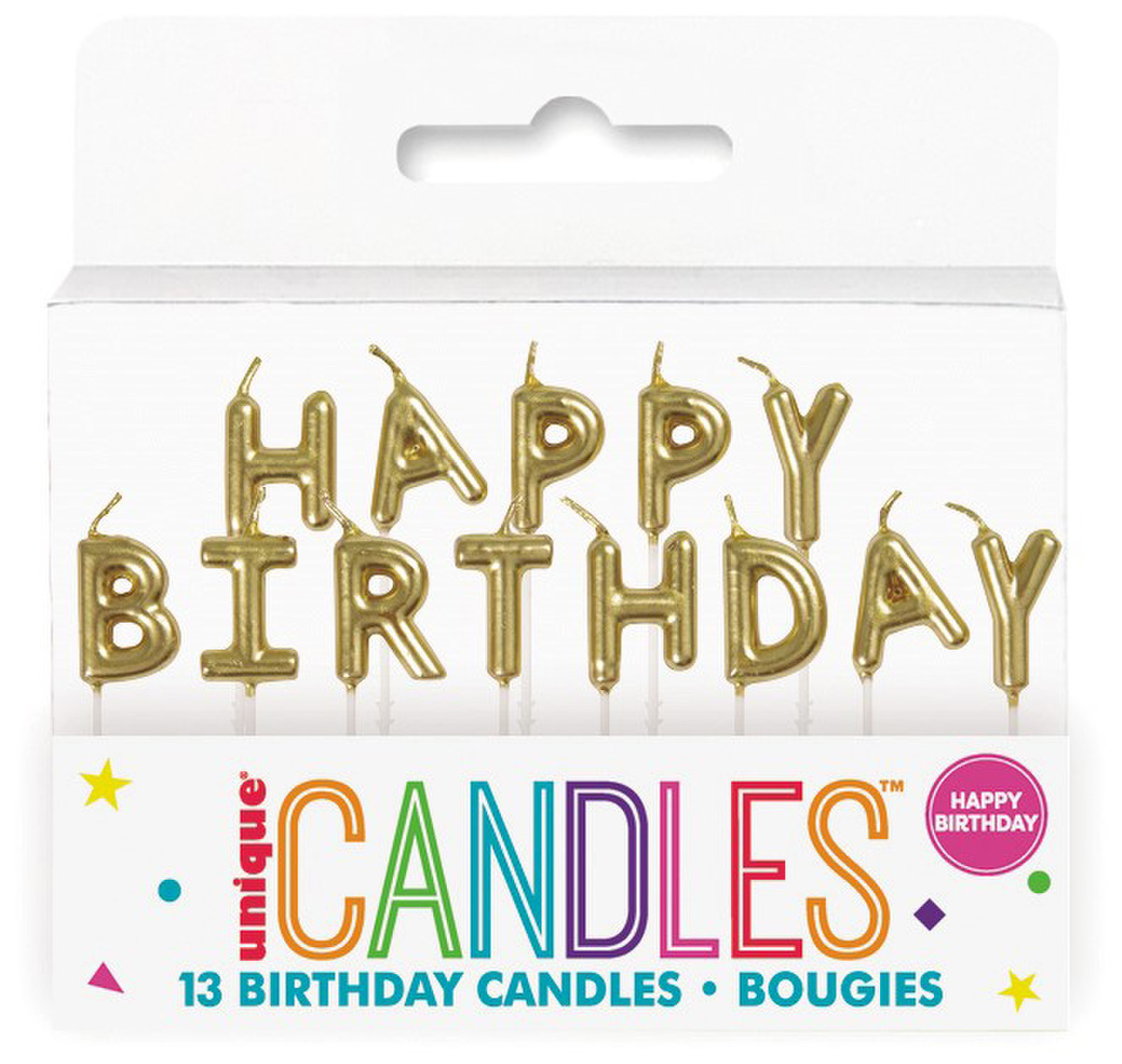 GOLD HAPPY BIRTHDAY CANDLES Discount Party World