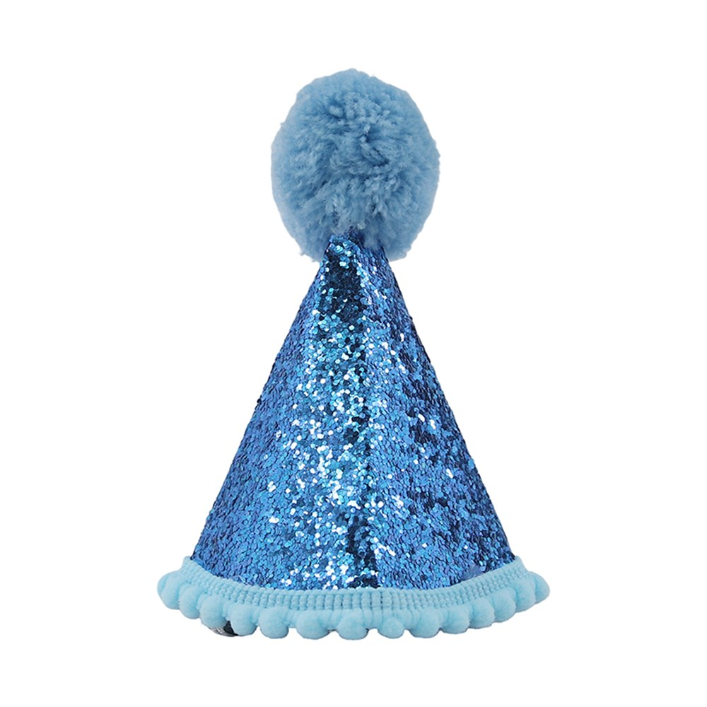 BLUE 1ST BIRTHDAY POM POM PARTY HAT-7X10CM Discount Party World