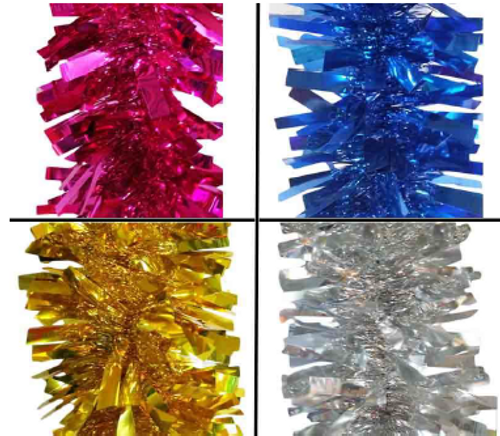 XMAS TINSEL 2M 11.5CM 6COL