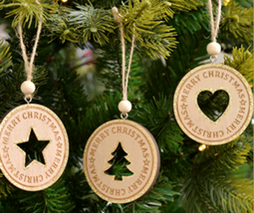 SKU128 3A WOOD TREE ORNAMENTS 8CM 1PC