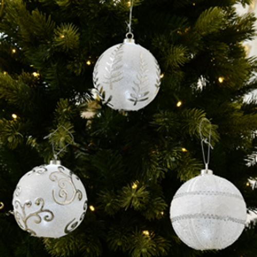 SKU229 10CM 3A LIT WHITE BAUBLE 1PC