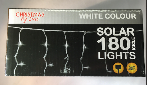 Solar Icicle Light 180 Lights 7.3M White