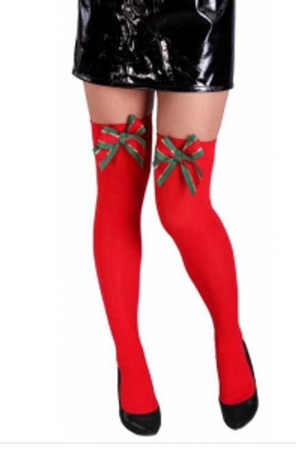 12 RED THIGH HIGH W/XMAS  BOW