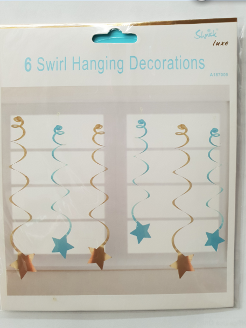 Gold/Blue 6 Swirl Hanging Decoration