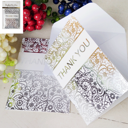 *8pk Silver Thank You Cards