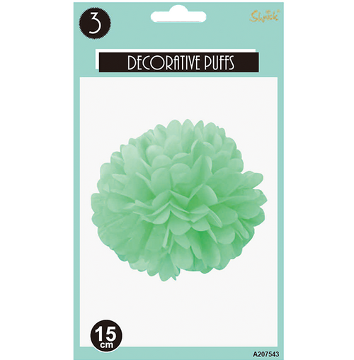 *3pk 15cm Mint Decoratives Puffs