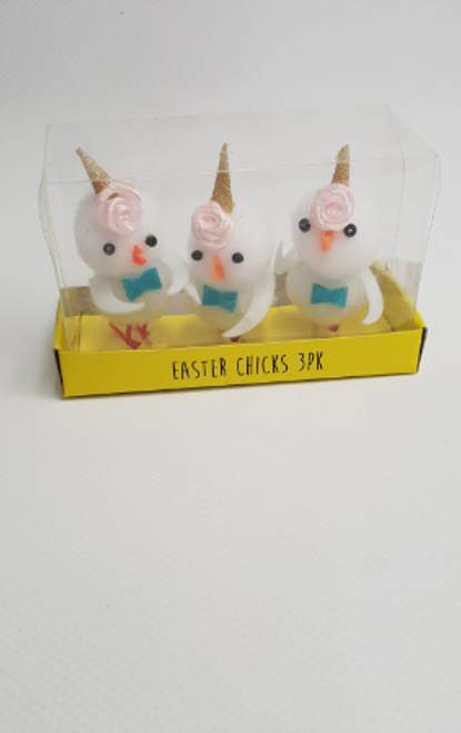 EASTER CHICK W UNICORN HRN 3PK