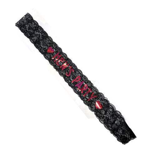 HENS PARTY BLACK LACY SASH IN POLYBAG WQ/