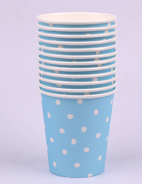 *12pk 200ml Blue Dotty Paper Cups