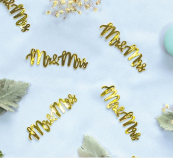 FS MR & MRS Foil Jumbo Confetti Gold 15pk