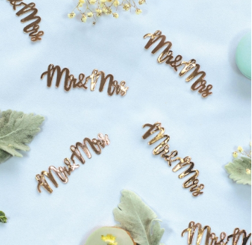 FS MR & MRS Foil Jumbo Confetti Rose Gold 15pk