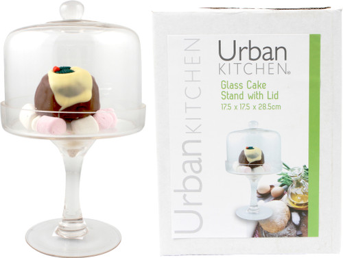 GLASS CAKE STAND W/LID