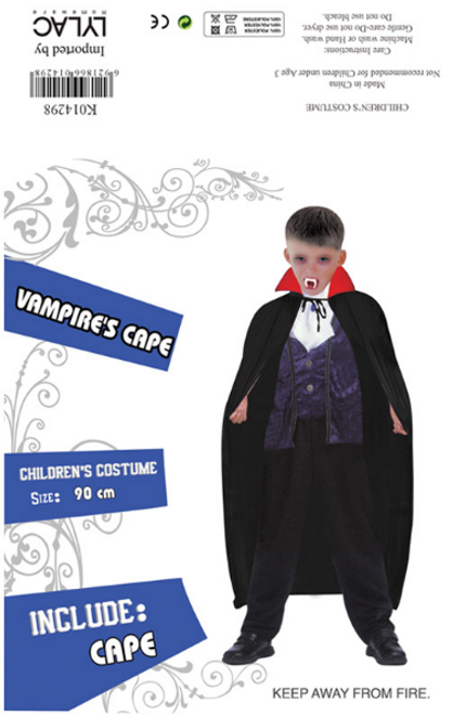 HALLOWEEN COSTUME VAMPIRE CAPE 90CM