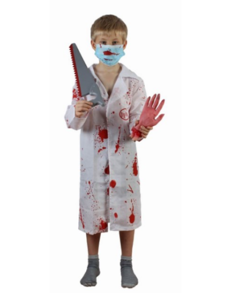 HALLOWEEN COSTUME BOY BLOODY DOCTOR GONE & MASK 3-5,6-8,9-12